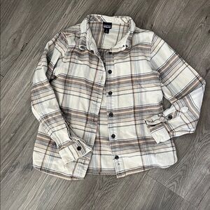 Patagonia Cream and Brown Plaid Shirt